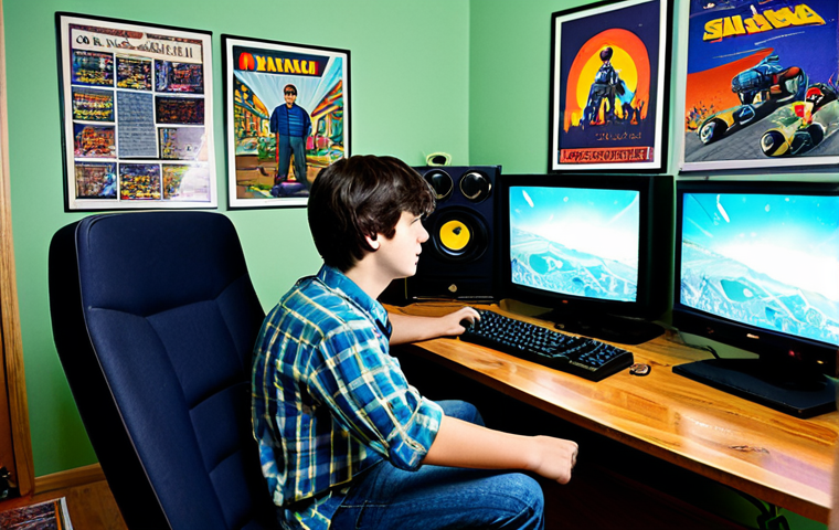 Nostalgic Gaming Setup**

"A fully clothed young man in casual clothing, sitting in front of a vintage computer setup, playing a game reminiscent of early 2000s first-person shooters, the room has posters of older games on the wall, creating a nostalgic atmosphere, appropriate attire, safe for work, perfect anatomy, correct proportions, well-formed hands, proper finger count, professional, family-friendly"

**
